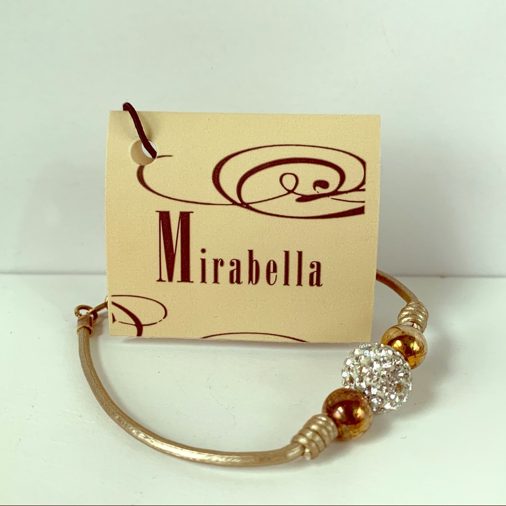Mirabella Metallic Leather 925 Crystal Bracelet